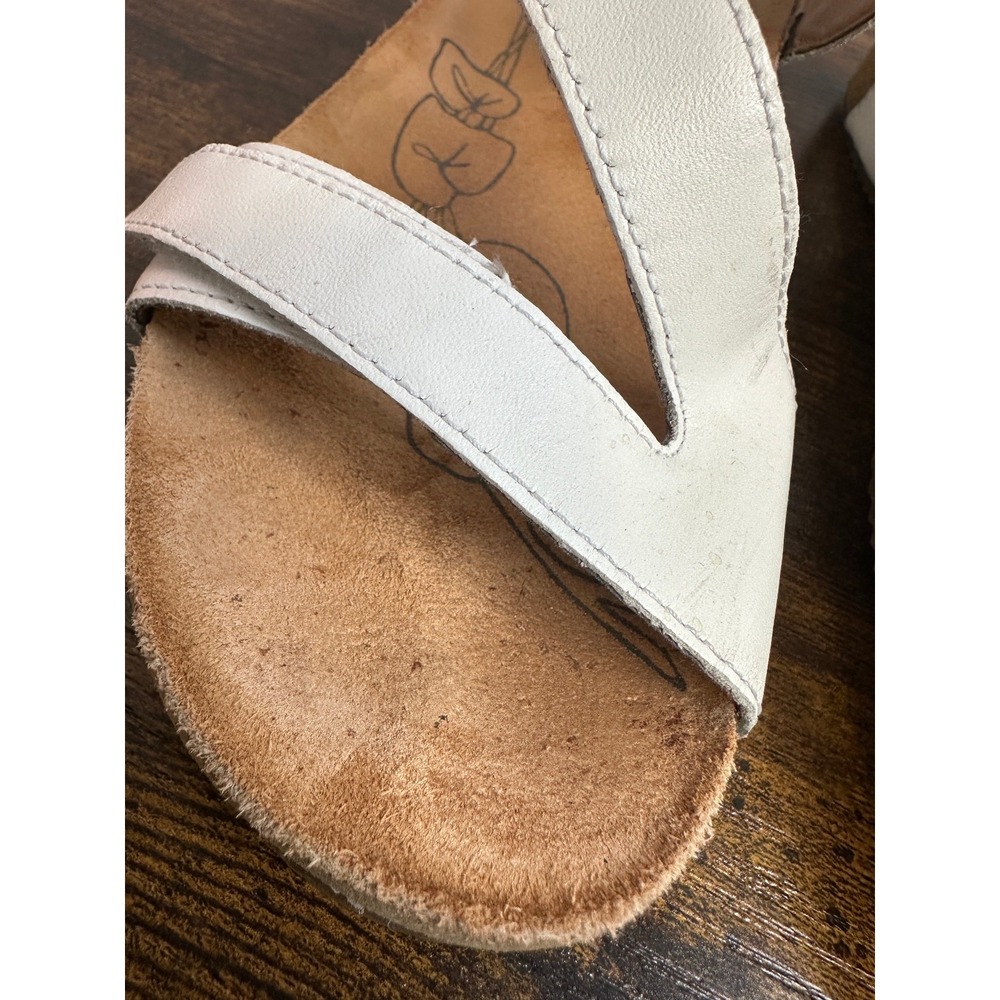 Josef Seibel Tonga 25 Women's Sandals White Leather Tan Cork Size 41 US 10 -10.5 - Picture 5 of 11